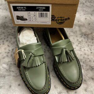 DR. MARTENS ADRIAN LEATHER TASSEL LOAFERS in Khaki Green MSRP$190 TimelessDesign
